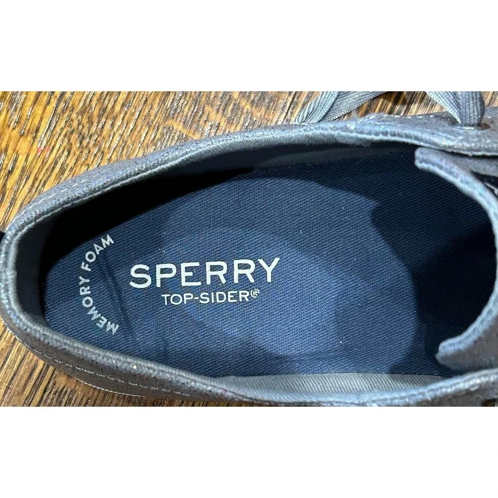 Sperry Top Sider Crest Vibe Lace Up Low Top Sneakers Gray Sparkle Canvas - SZ 6M